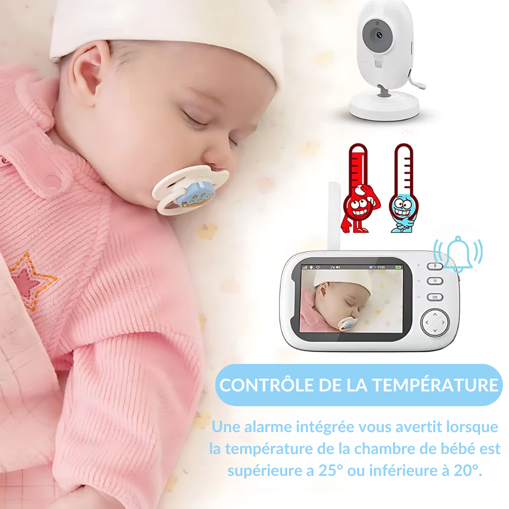 PurBébé DouceNuit : Babyphone vidéo sans onde, vision nocturne HD, veilleuse apaisante