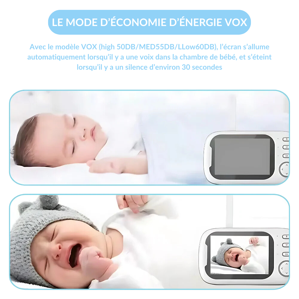 PurBébé DouceNuit : Babyphone vidéo sans onde, vision nocturne HD, veilleuse apaisante