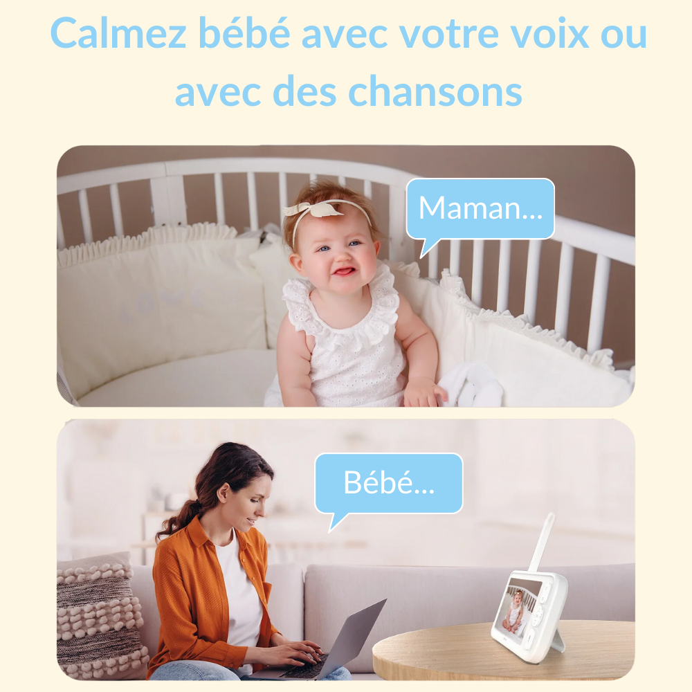 PurBébé PolyVision 4 en 1 : Babyphone connecté Full HD avec fixation multi-positions