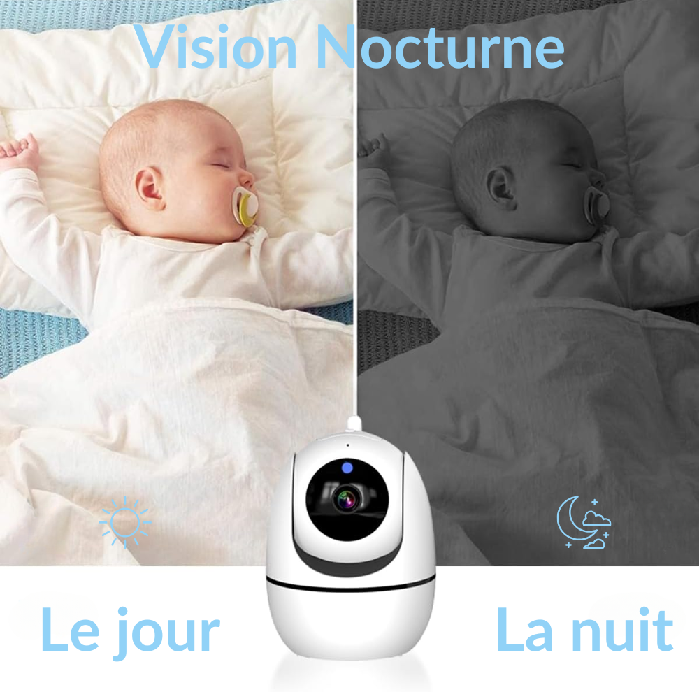 PurBébé VisionDouce : Babyphone 2 caméras avec bruit blanc apaisant et sécurité sans Wi-Fi