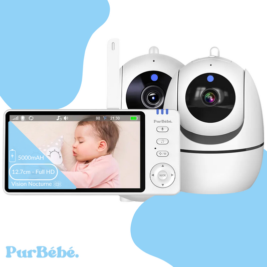 PurBébé VisionDouce : Babyphone 2 caméras avec bruit blanc apaisant et sécurité sans Wi-Fi